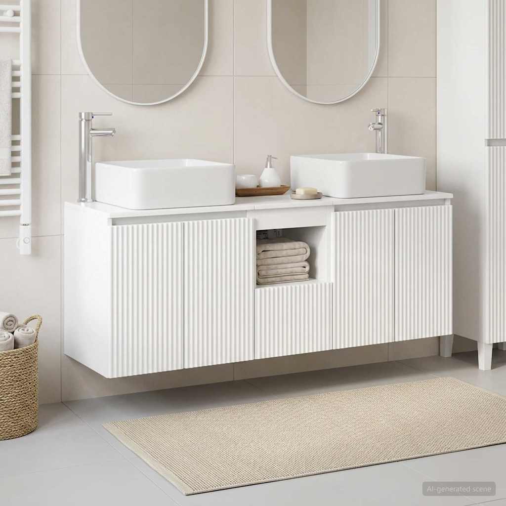 vidaXL Bathroom Cabinet Set 3 pcs High Gloss White 53 x 35 x 63 cm