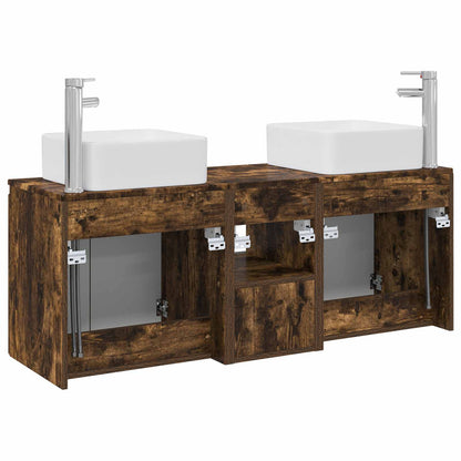 vidaXL Bathroom Cabinet Set 3 pcs Smoked Oak 53 x 35 x 63 cm