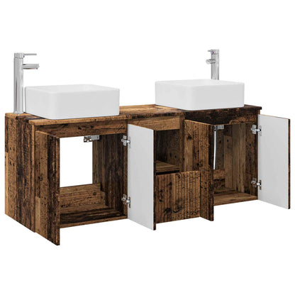 vidaXL Bathroom Cabinet Set 3 pcs Old Wood 53 x 35 x 63 cm