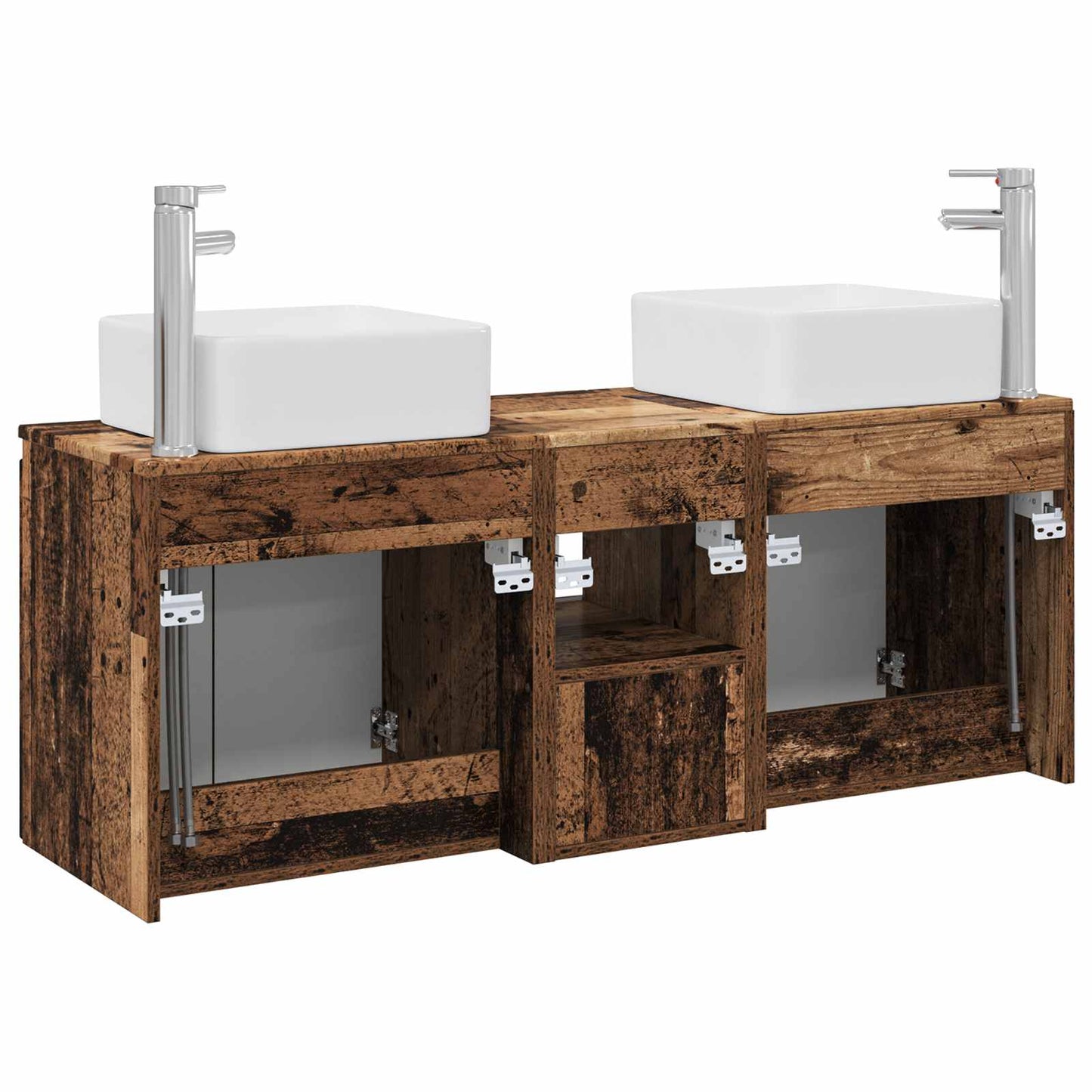 vidaXL Bathroom Cabinet Set 3 pcs Old Wood 53 x 35 x 63 cm