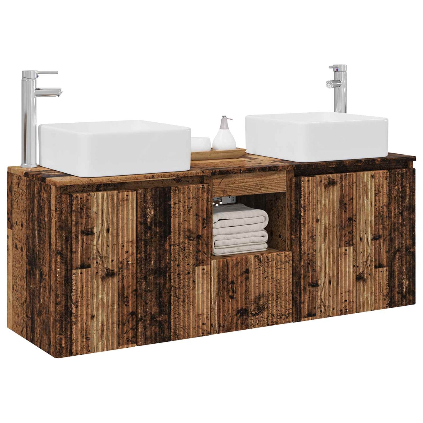 vidaXL Bathroom Cabinet Set 3 pcs Old Wood 53 x 35 x 63 cm