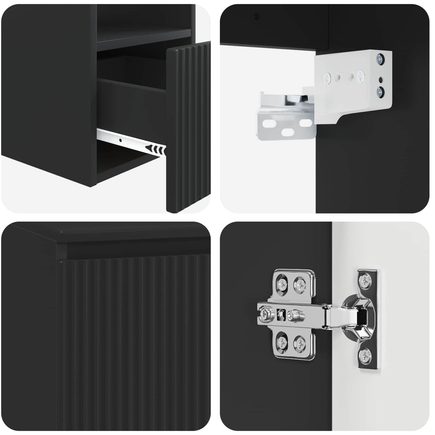 vidaXL Bathroom Cabinet Set 3 pcs Black 49.5 x 44.5 x 65 cm