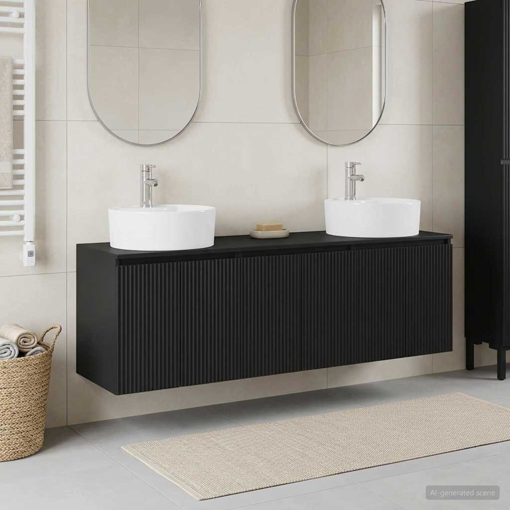 vidaXL Bathroom Cabinet Set 3 pcs Black 49.5 x 44.5 x 65 cm