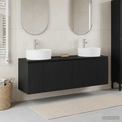 vidaXL Bathroom Cabinet Set 3 pcs Black 49.5 x 44.5 x 65 cm