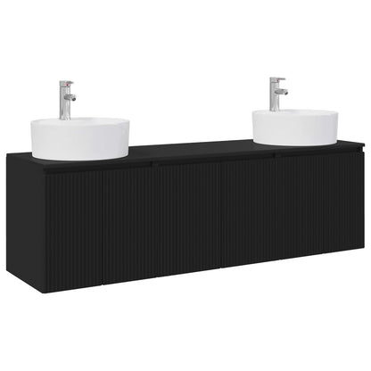 vidaXL Bathroom Cabinet Set 3 pcs Black 49.5 x 44.5 x 65 cm