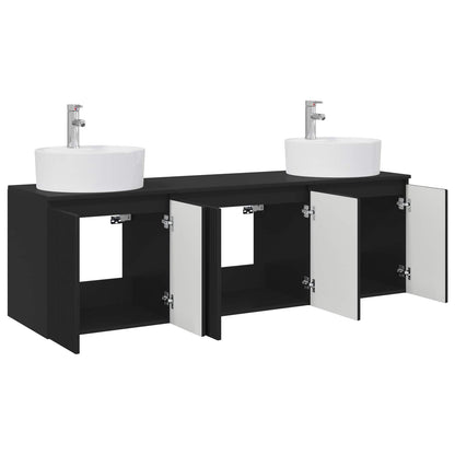 vidaXL Bathroom Cabinet Set 3 pcs Black 49.5 x 44.5 x 65 cm