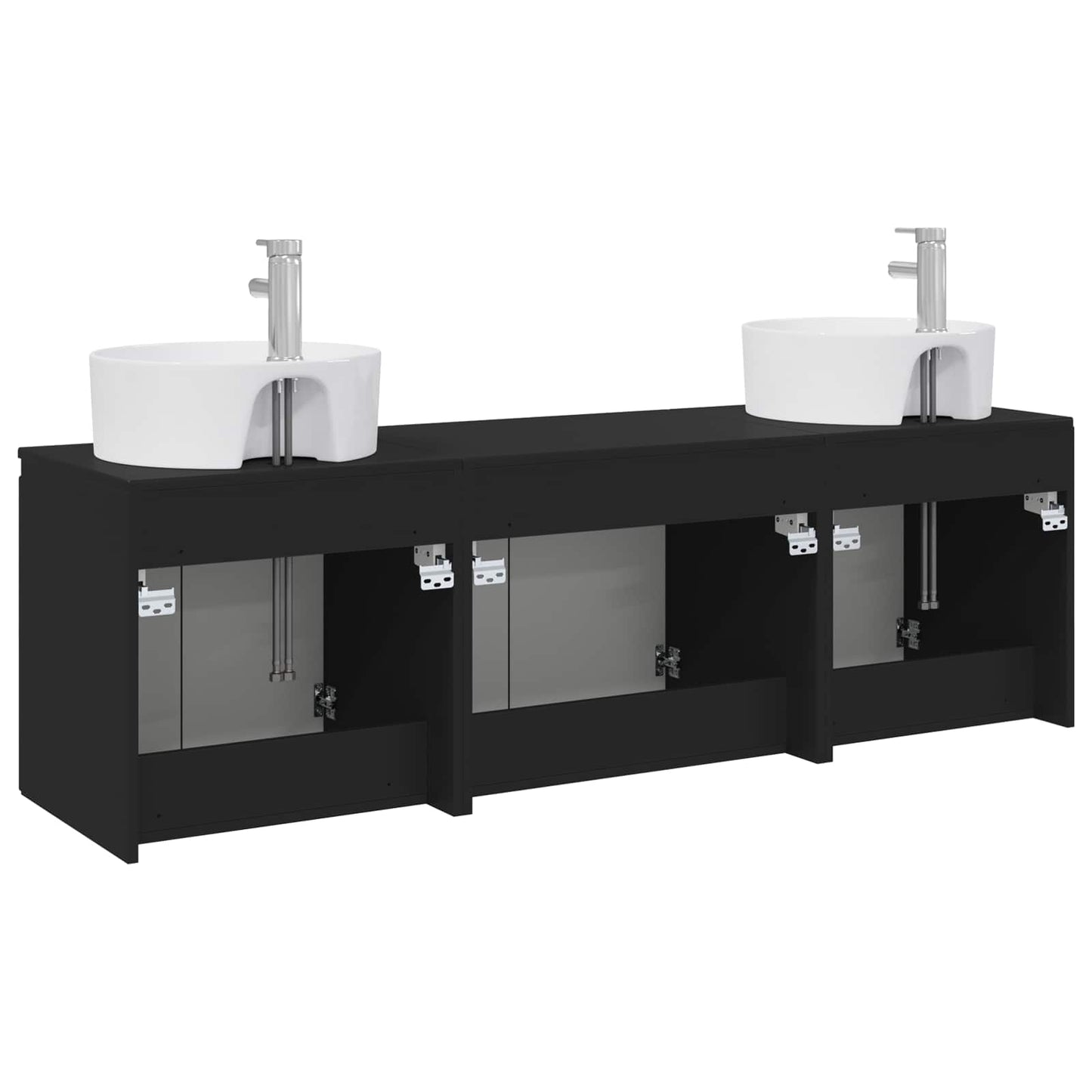 vidaXL Bathroom Cabinet Set 3 pcs Black 49.5 x 44.5 x 65 cm