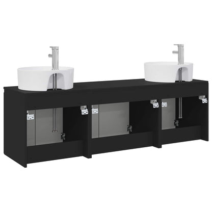 vidaXL Bathroom Cabinet Set 3 pcs Black 49.5 x 44.5 x 65 cm