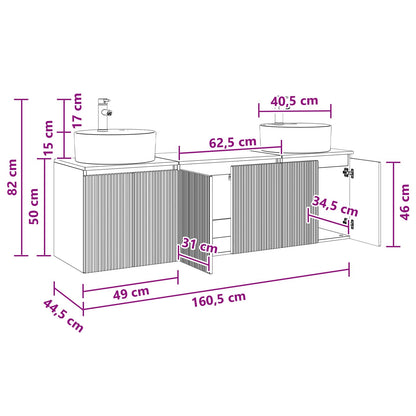 vidaXL Bathroom Cabinet Set 3 pcs Black 49.5 x 44.5 x 65 cm