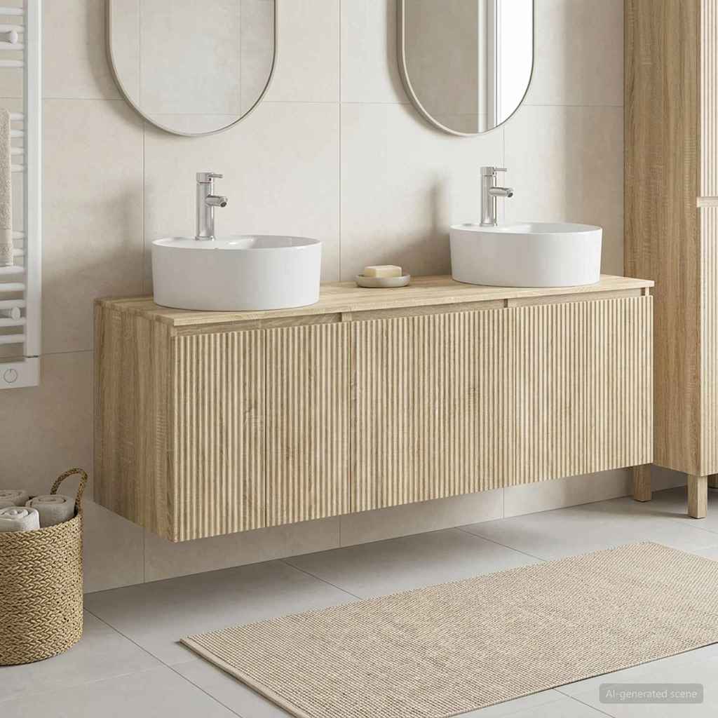 vidaXL Bathroom Cabinet Set 3 pcs Sonoma Oak 49.5 x 44.5 x 65 cm