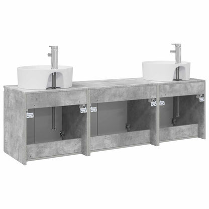 vidaXL Bathroom Cabinet Set 3 pcs Concrete Grey 49.5 x 44.5 x 65 cm