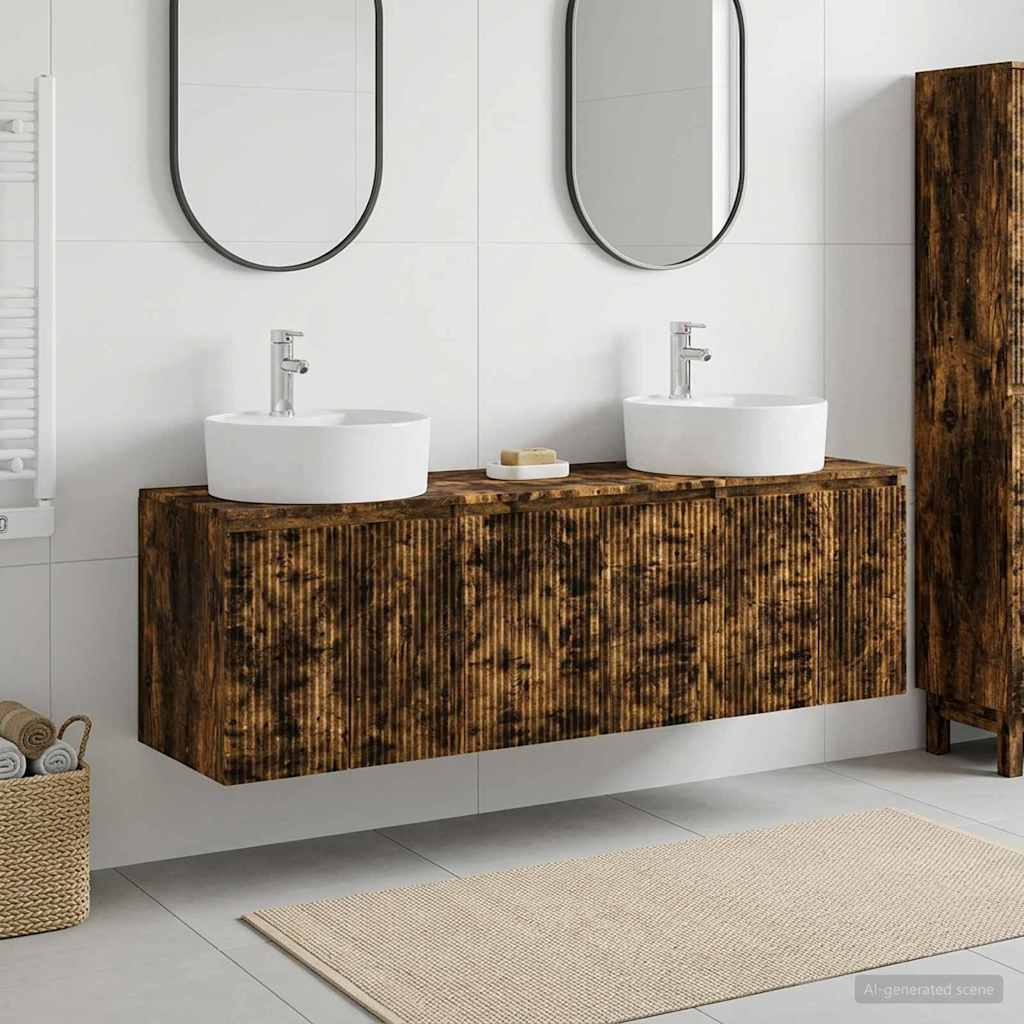 vidaXL Bathroom Cabinet Set 3 pcs Smoked Oak 49.5 x 44.5 x 65 cm