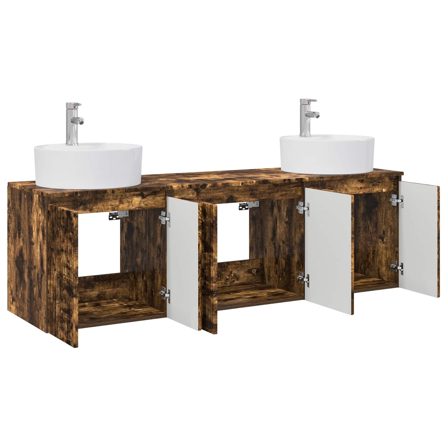 vidaXL Bathroom Cabinet Set 3 pcs Smoked Oak 49.5 x 44.5 x 65 cm