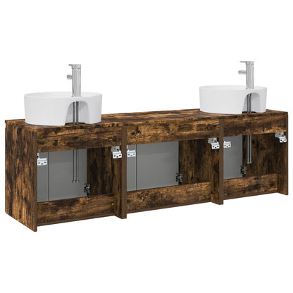 vidaXL Bathroom Cabinet Set 3 pcs Smoked Oak 49.5 x 44.5 x 65 cm