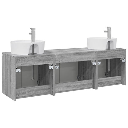 vidaXL Bathroom Cabinet Set 3 pcs Grey Sonoma 49.5 x 44.5 x 65 cm