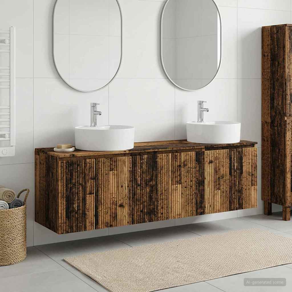vidaXL Bathroom Cabinet Set 3 pcs Old Wood 49.5 x 44.5 x 65 cm