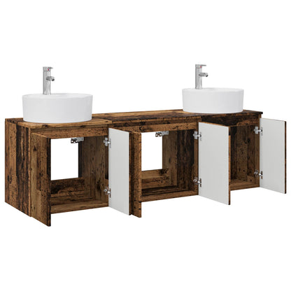 vidaXL Bathroom Cabinet Set 3 pcs Old Wood 49.5 x 44.5 x 65 cm