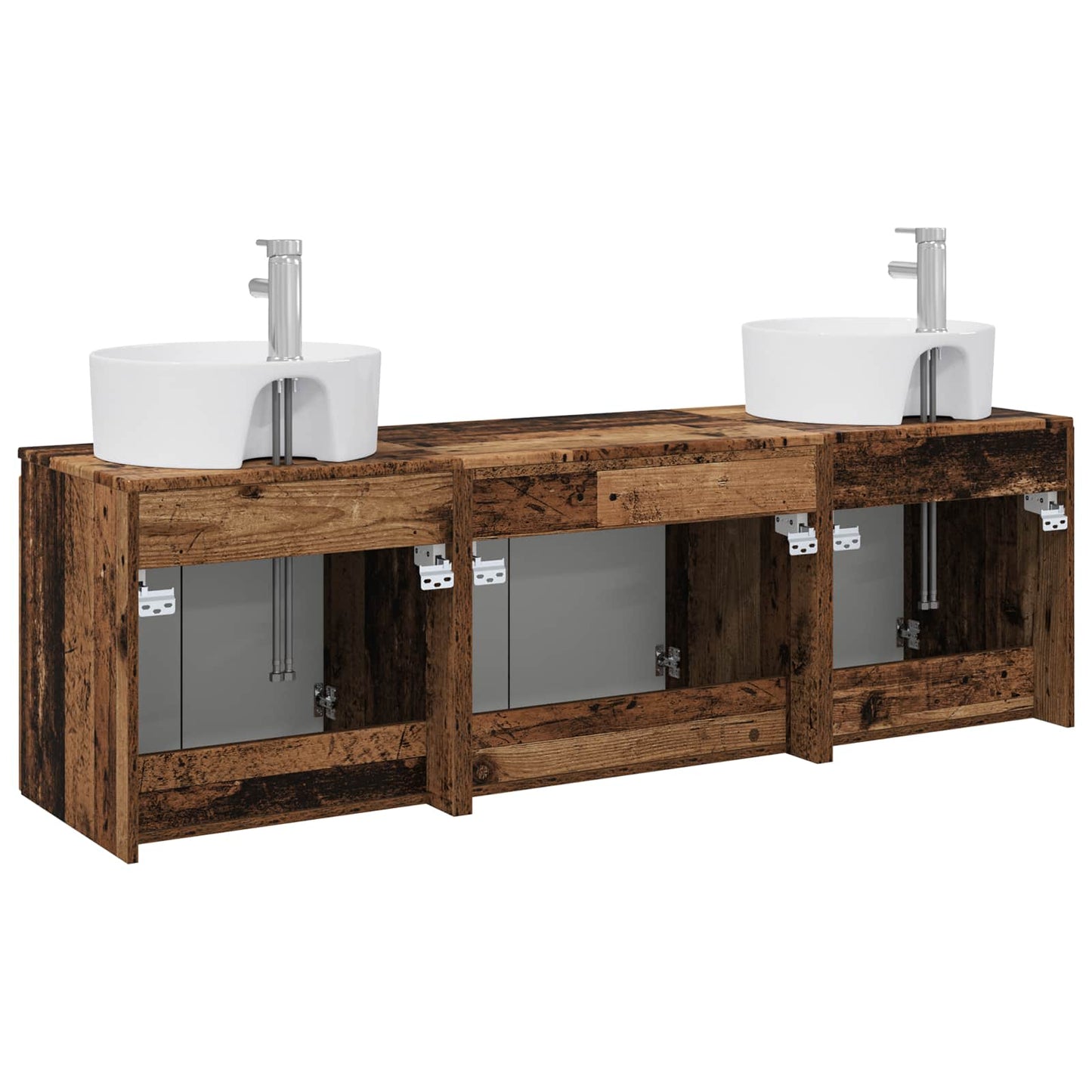 vidaXL Bathroom Cabinet Set 3 pcs Old Wood 49.5 x 44.5 x 65 cm