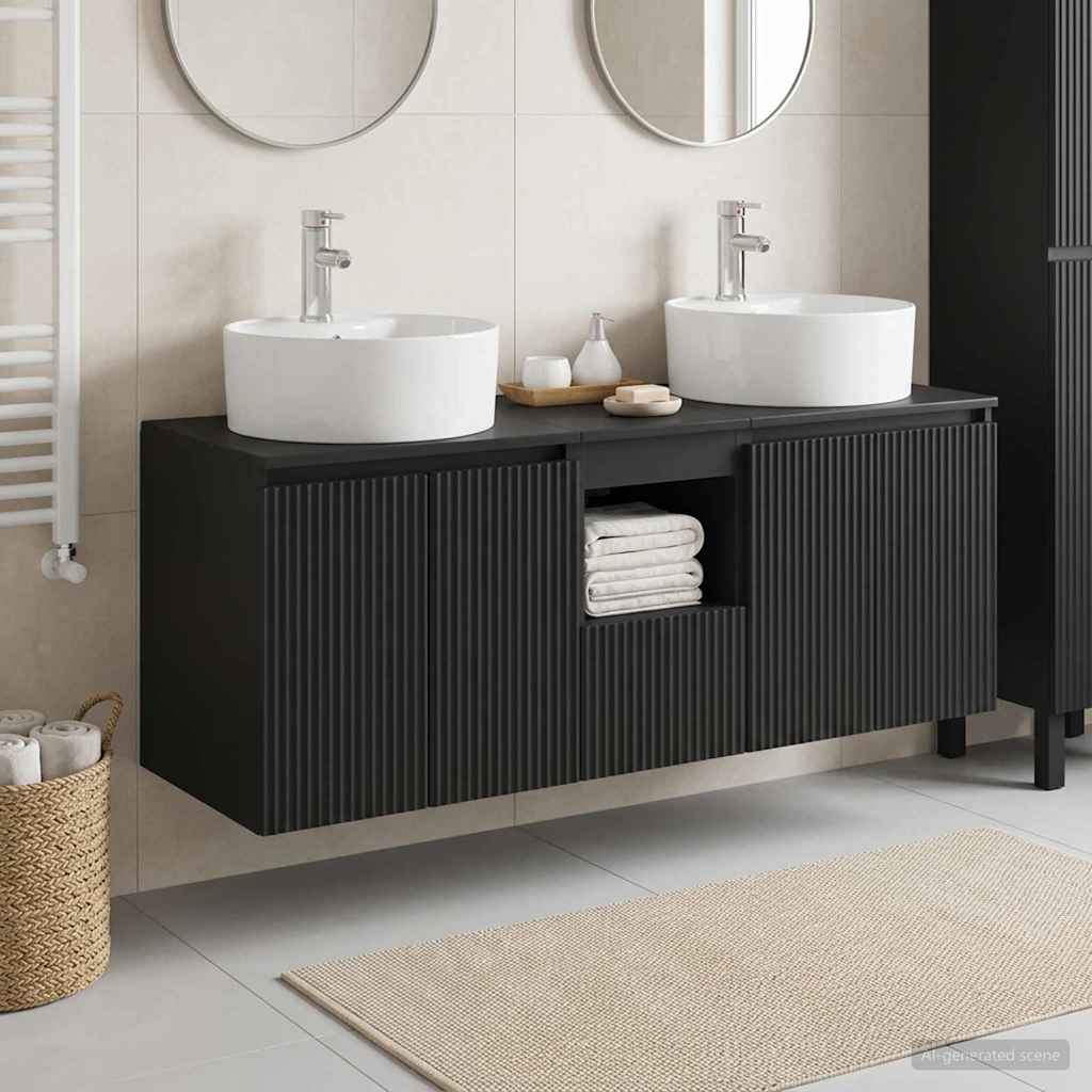 vidaXL Bathroom Cabinet Set 3 pcs Black 49.5 x 44.5 x 65 cm
