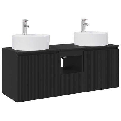 vidaXL Bathroom Cabinet Set 3 pcs Black 49.5 x 44.5 x 65 cm
