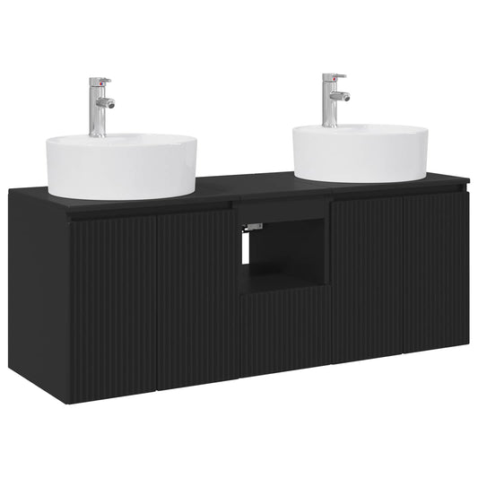 vidaXL Bathroom Cabinet Set 3 pcs Black 49.5 x 44.5 x 65 cm