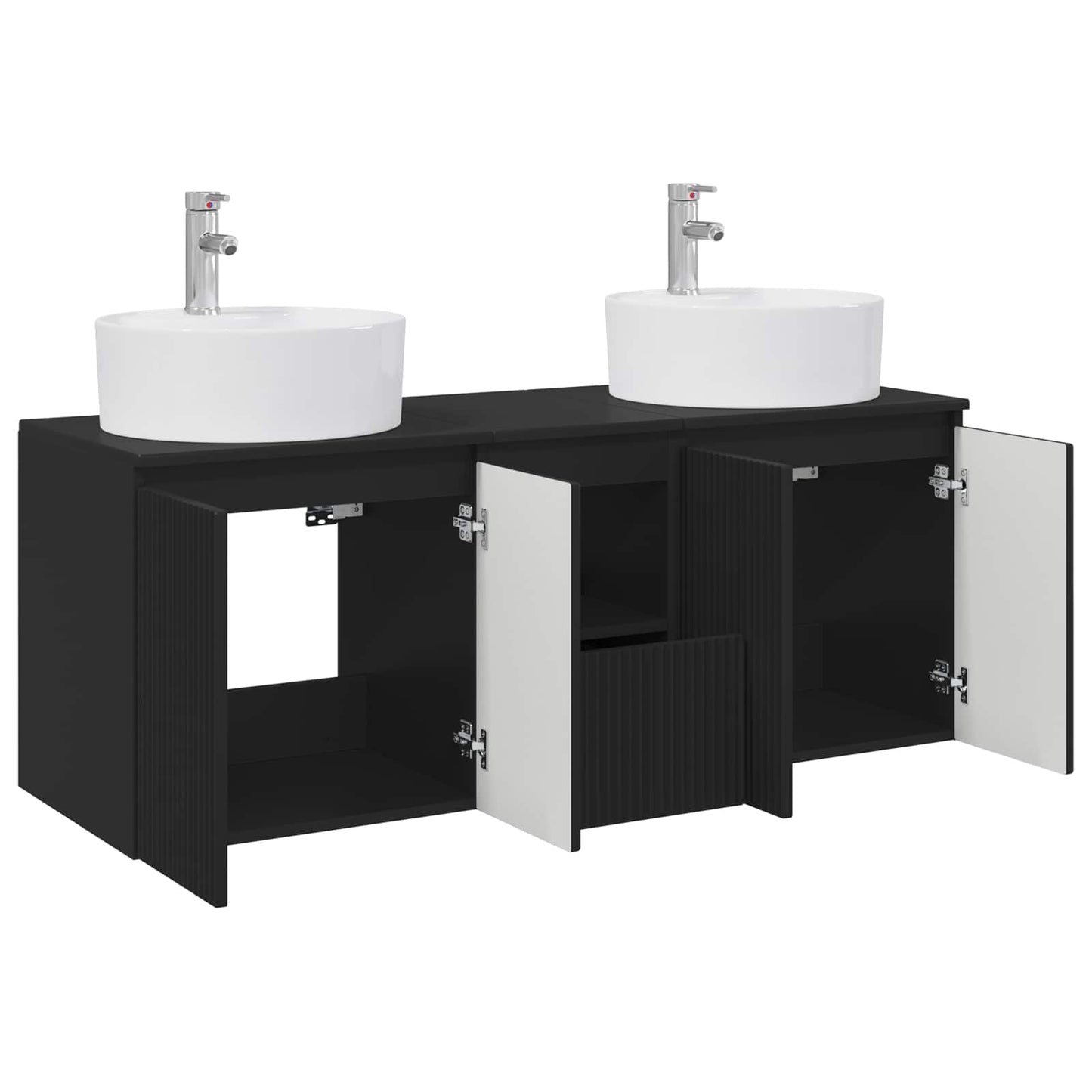 vidaXL Bathroom Cabinet Set 3 pcs Black 49.5 x 44.5 x 65 cm