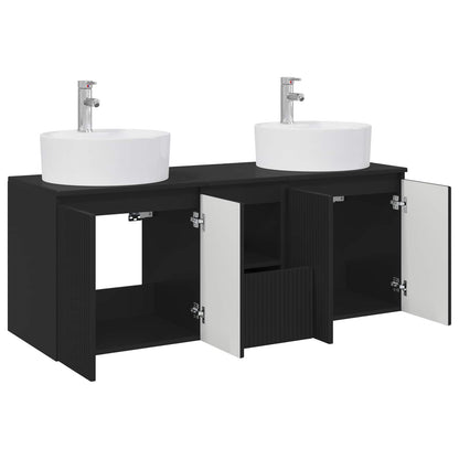 vidaXL Bathroom Cabinet Set 3 pcs Black 49.5 x 44.5 x 65 cm