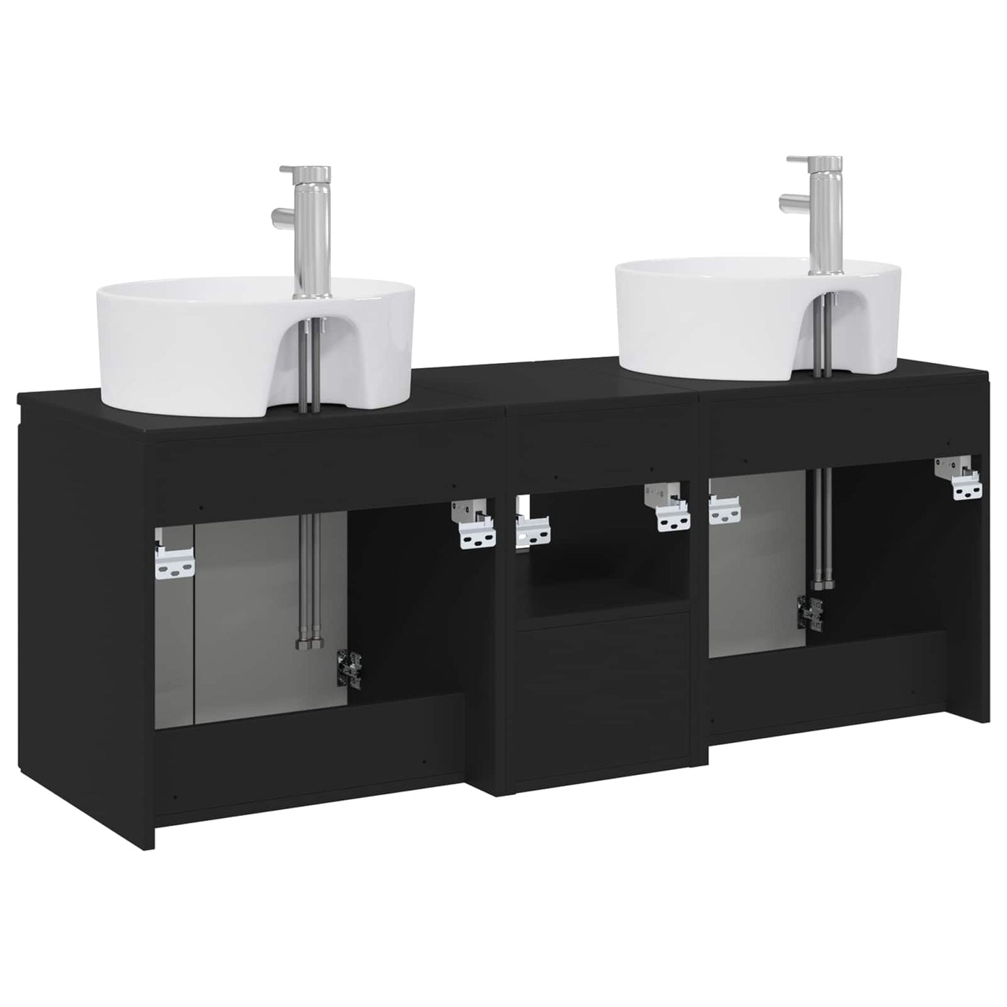 vidaXL Bathroom Cabinet Set 3 pcs Black 49.5 x 44.5 x 65 cm