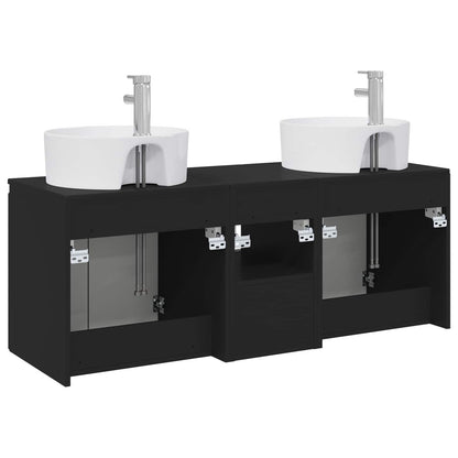 vidaXL Bathroom Cabinet Set 3 pcs Black 49.5 x 44.5 x 65 cm