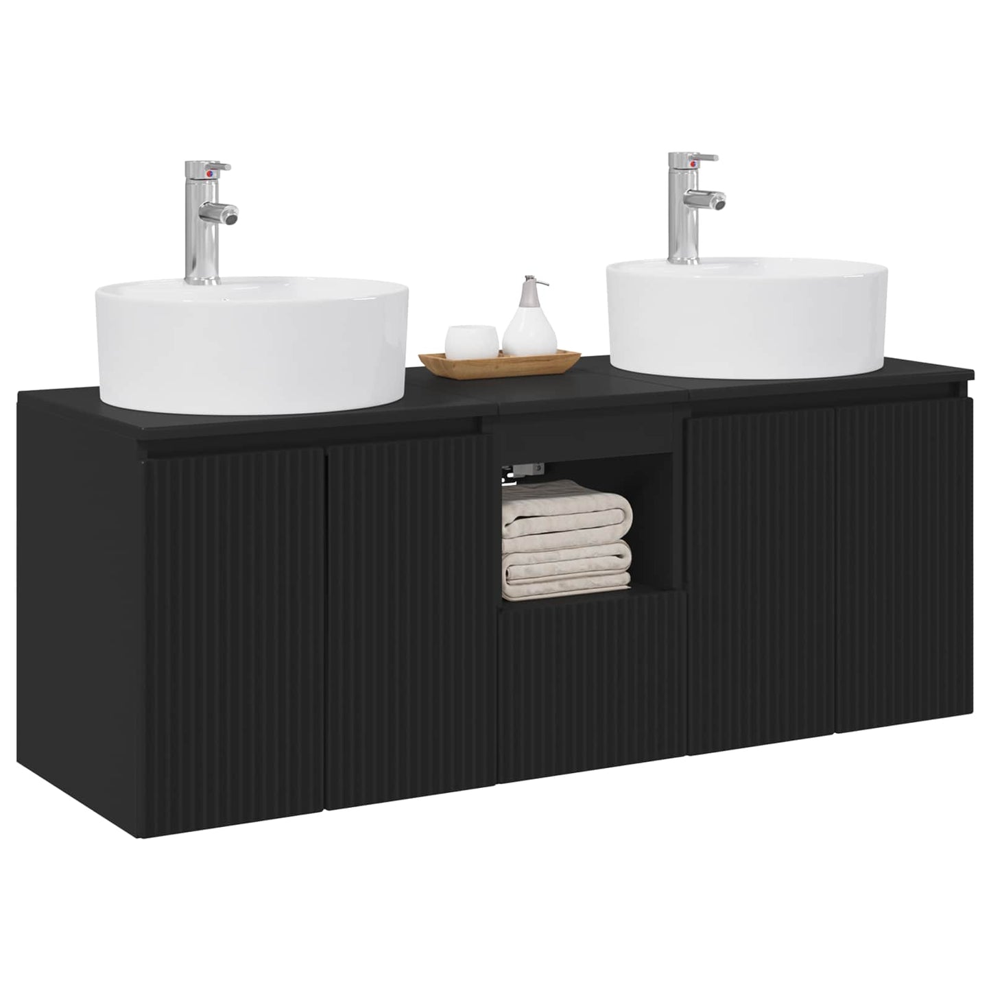 vidaXL Bathroom Cabinet Set 3 pcs Black 49.5 x 44.5 x 65 cm