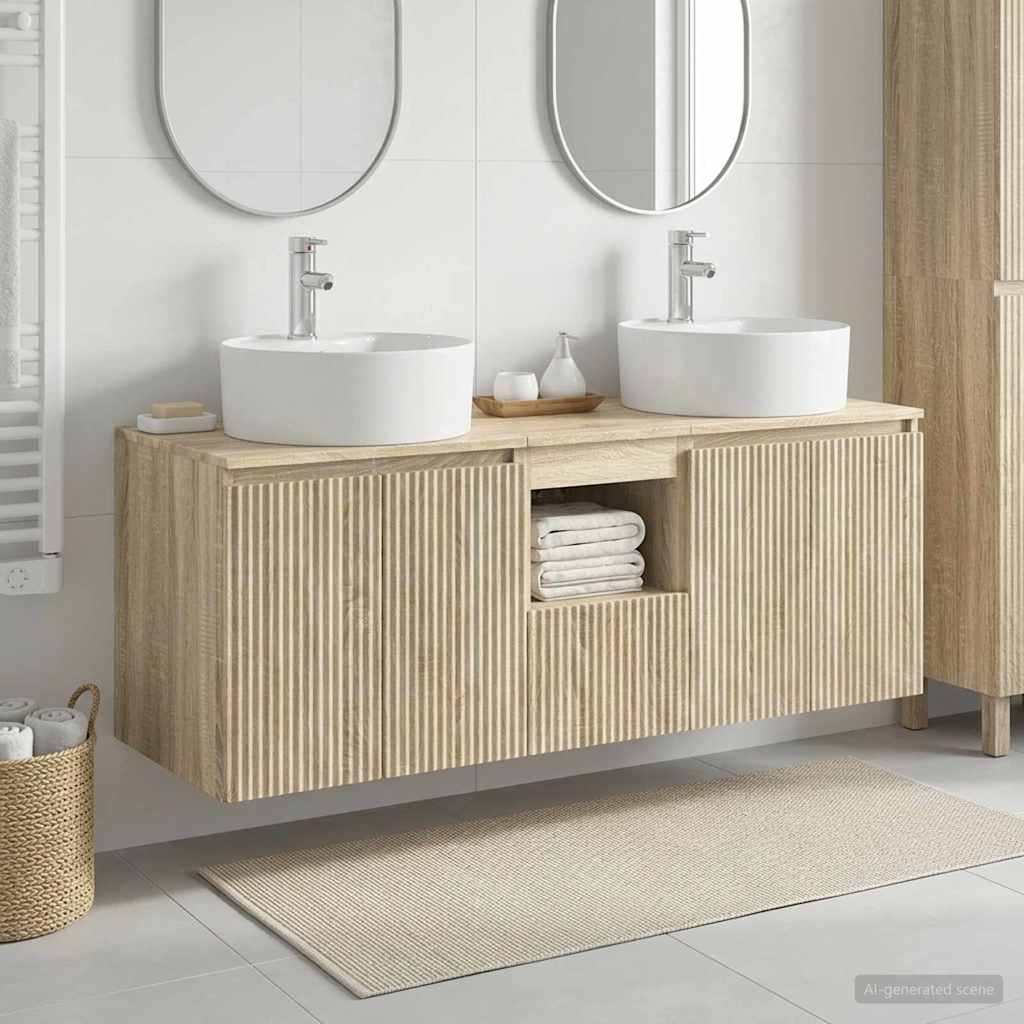 vidaXL Bathroom Cabinet Set 3 pcs Sonoma Oak 49.5 x 44.5 x 65 cm