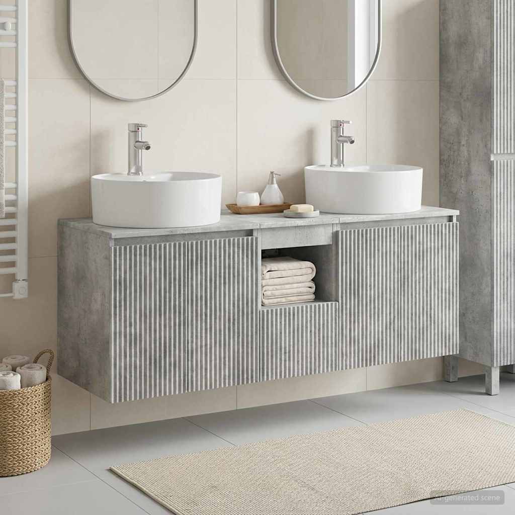 vidaXL Bathroom Cabinet Set 3 pcs Concrete Grey 49.5 x 44.5 x 65 cm