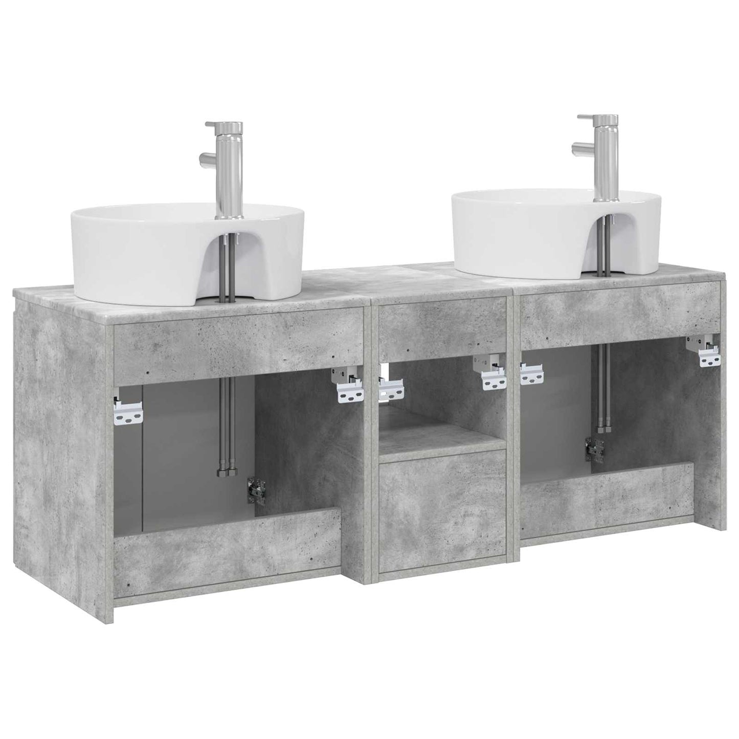 vidaXL Bathroom Cabinet Set 3 pcs Concrete Grey 49.5 x 44.5 x 65 cm