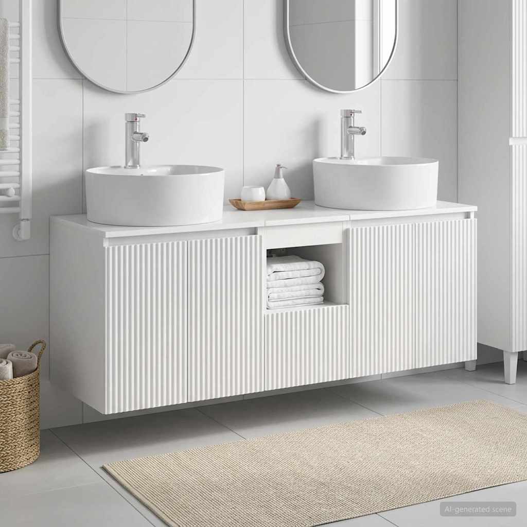 vidaXL Bathroom Cabinet Set 3 pcs High Gloss White 49.5 x 44.5 x 65 cm