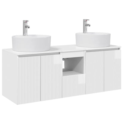 vidaXL Bathroom Cabinet Set 3 pcs High Gloss White 49.5 x 44.5 x 65 cm