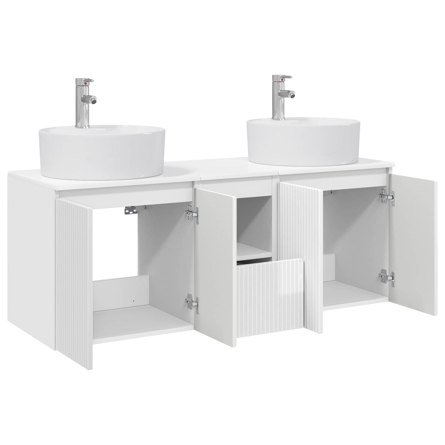 vidaXL Bathroom Cabinet Set 3 pcs High Gloss White 49.5 x 44.5 x 65 cm
