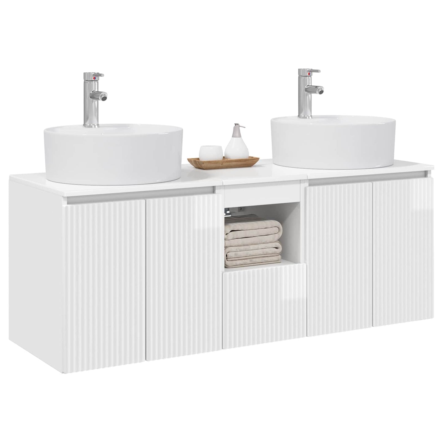 vidaXL Bathroom Cabinet Set 3 pcs High Gloss White 49.5 x 44.5 x 65 cm