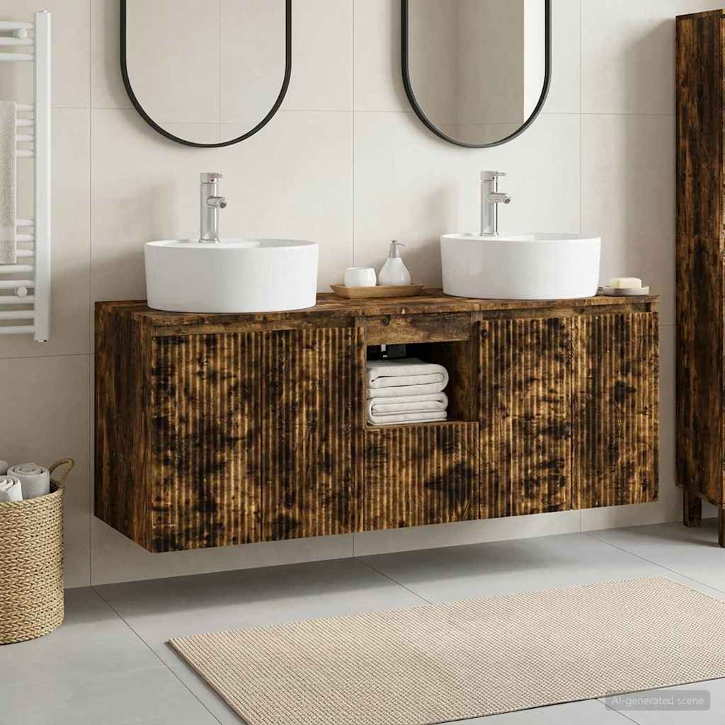 vidaXL Bathroom Cabinet Set 3 pcs Smoked Oak 49.5 x 44.5 x 65 cm