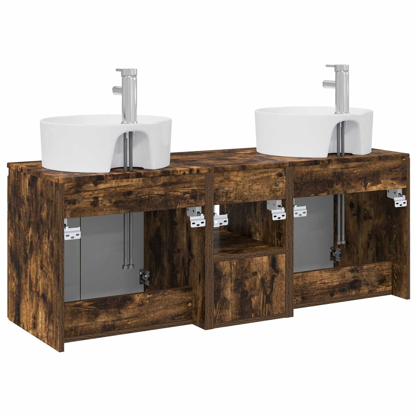 vidaXL Bathroom Cabinet Set 3 pcs Smoked Oak 49.5 x 44.5 x 65 cm