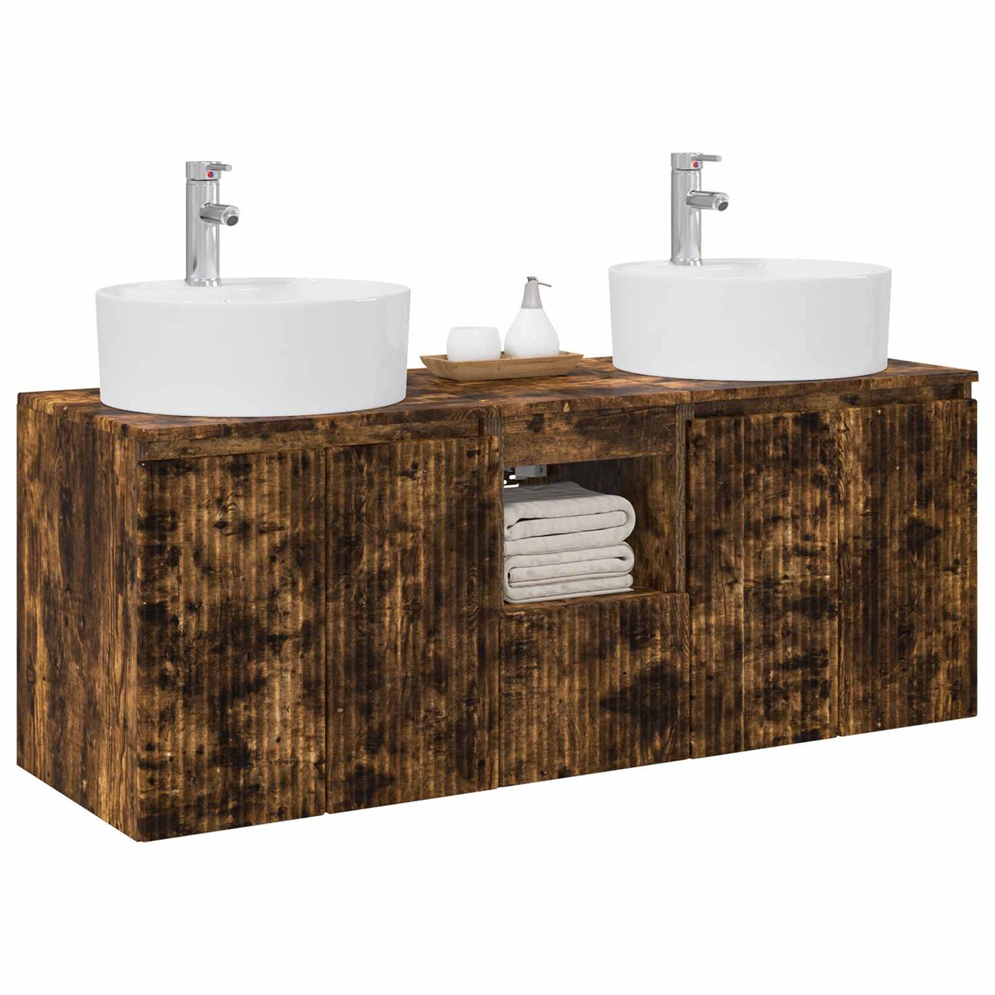 vidaXL Bathroom Cabinet Set 3 pcs Smoked Oak 49.5 x 44.5 x 65 cm