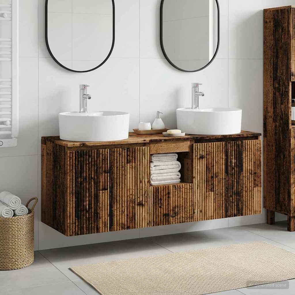 vidaXL Bathroom Cabinet Set 3 pcs Old Wood 49.5 x 44.5 x 65 cm