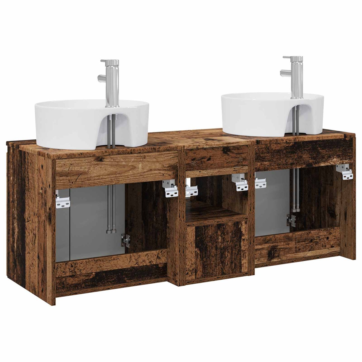 vidaXL Bathroom Cabinet Set 3 pcs Old Wood 49.5 x 44.5 x 65 cm