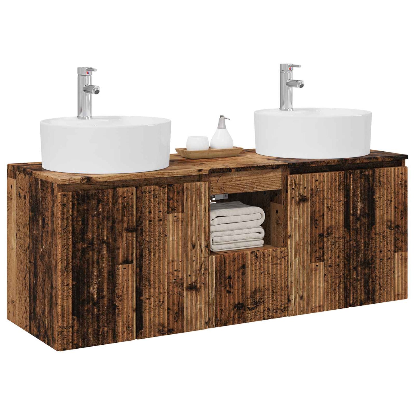 vidaXL Bathroom Cabinet Set 3 pcs Old Wood 49.5 x 44.5 x 65 cm