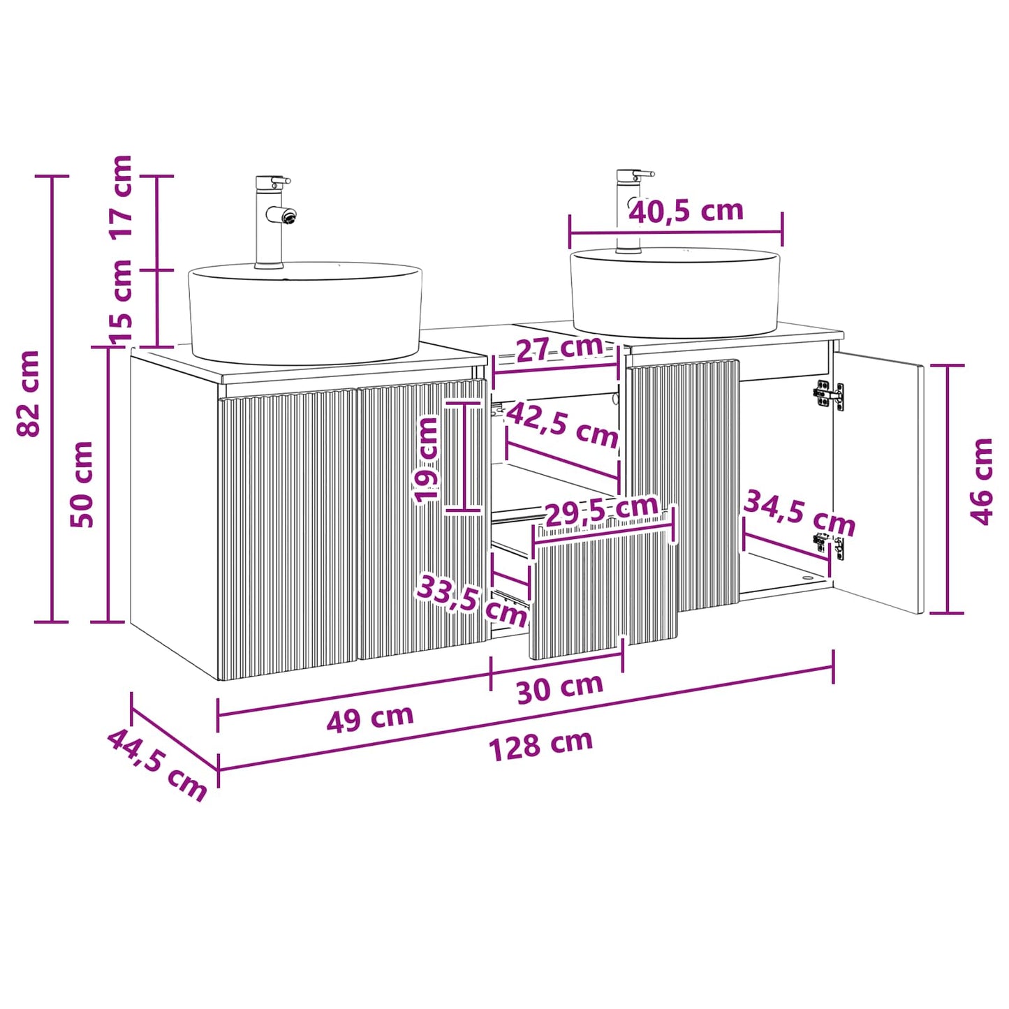 vidaXL Bathroom Cabinet Set 3 pcs Old Wood 49.5 x 44.5 x 65 cm