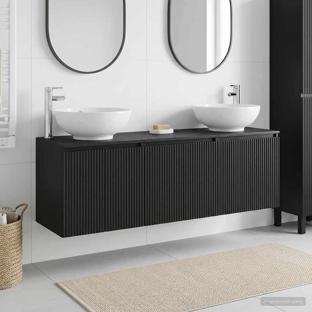 vidaXL Bathroom Cabinet Set 3 pcs Black 49.5 x 44.5 x 65 cm