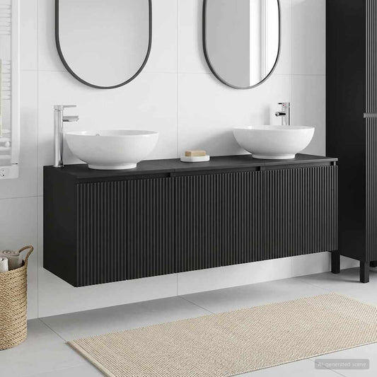 vidaXL Bathroom Cabinet Set 3 pcs Black 161.5 x 44.5 x 80 cm