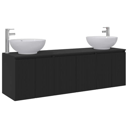 vidaXL Bathroom Cabinet Set 3 pcs Black 49.5 x 44.5 x 65 cm