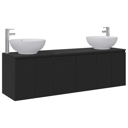 vidaXL Bathroom Cabinet Set 3 pcs Black 161.5 x 44.5 x 80 cm