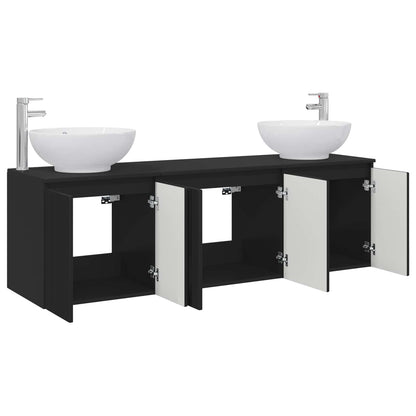 vidaXL Bathroom Cabinet Set 3 pcs Black 49.5 x 44.5 x 65 cm