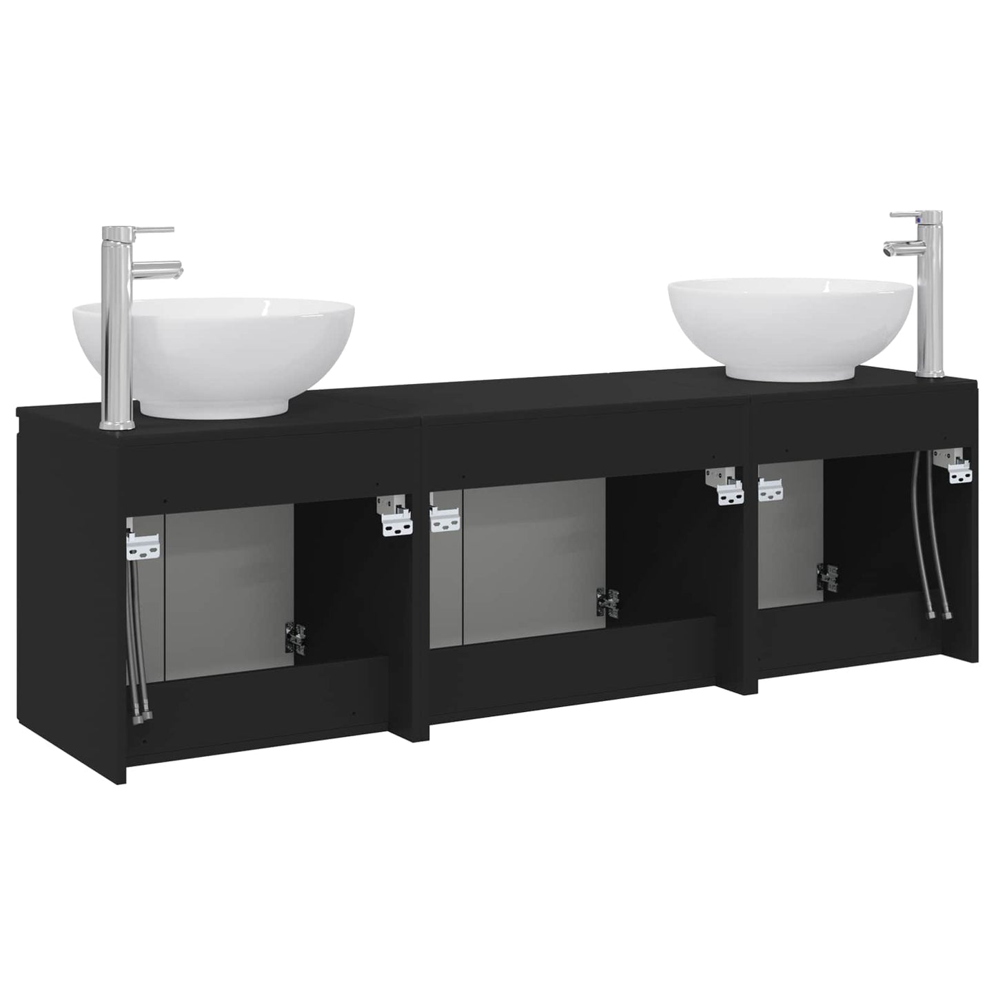 vidaXL Bathroom Cabinet Set 3 pcs Black 49.5 x 44.5 x 65 cm